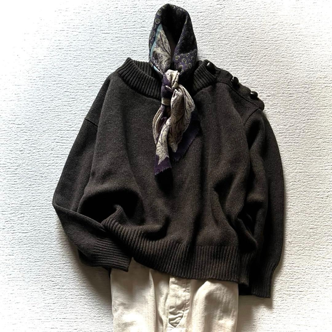 美品 マーガレットハウエル ショルダーボタン カシミヤニット M 定価6.4万