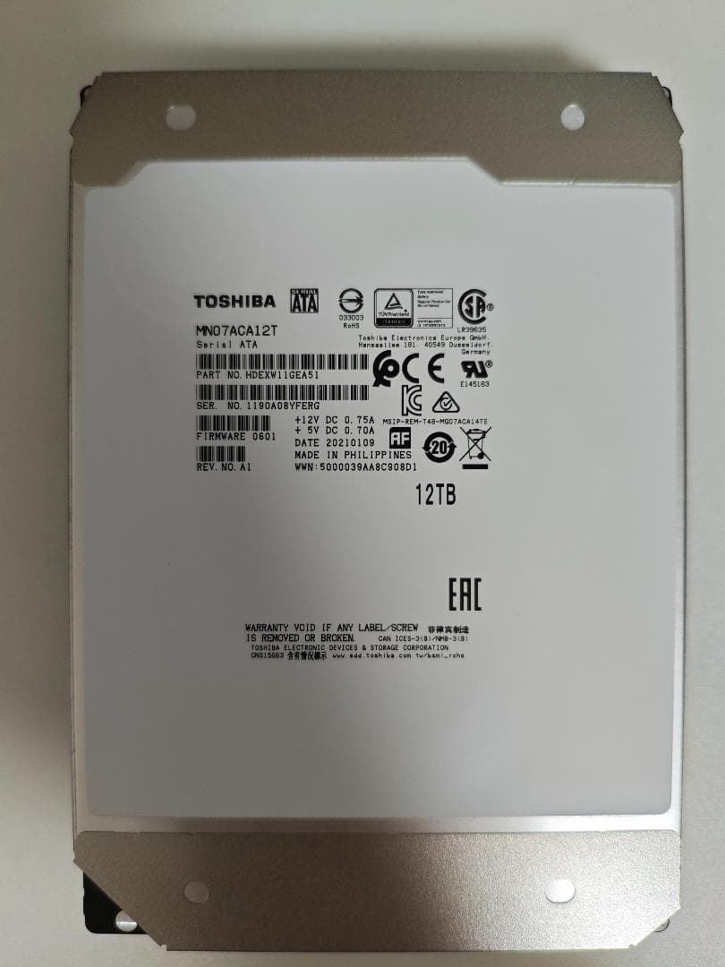 東芝 3.5インチ内蔵HDD 12TB (MN07ACA12T)