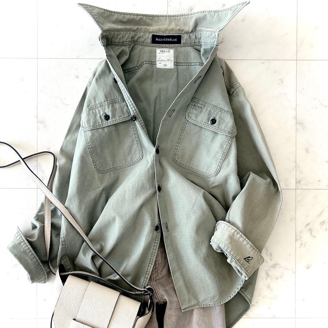 美品 マディソンブルー ハンプトンシャツ カーキ グリーン サイズ00