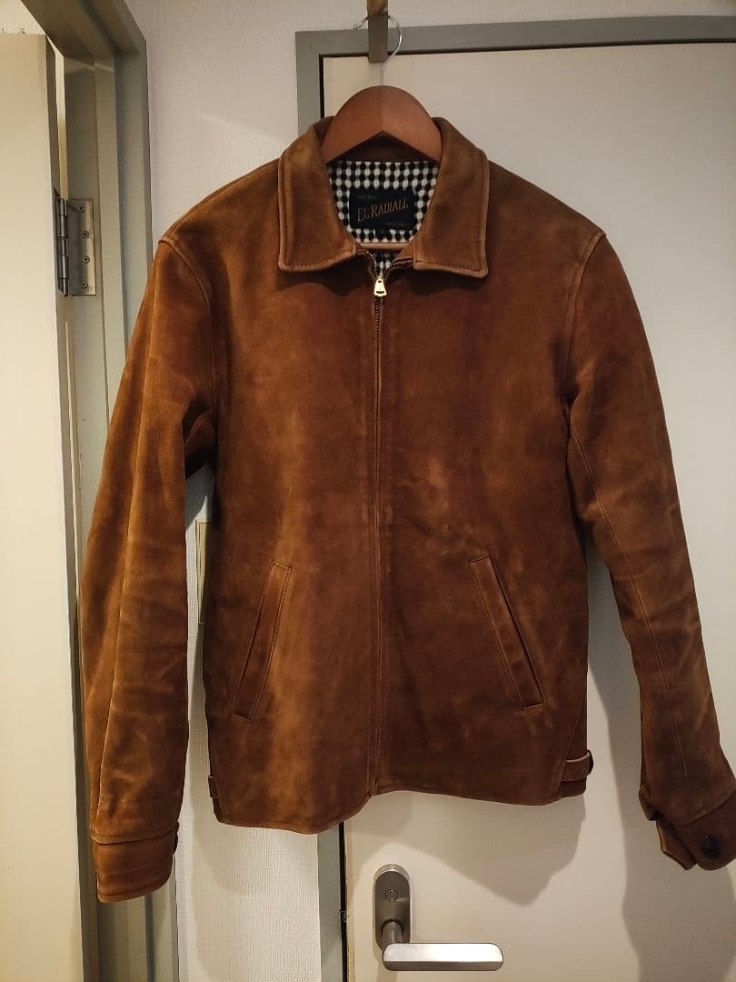 ラディアルELRADIALLスエードジャケットレザーシングルライダースチェック