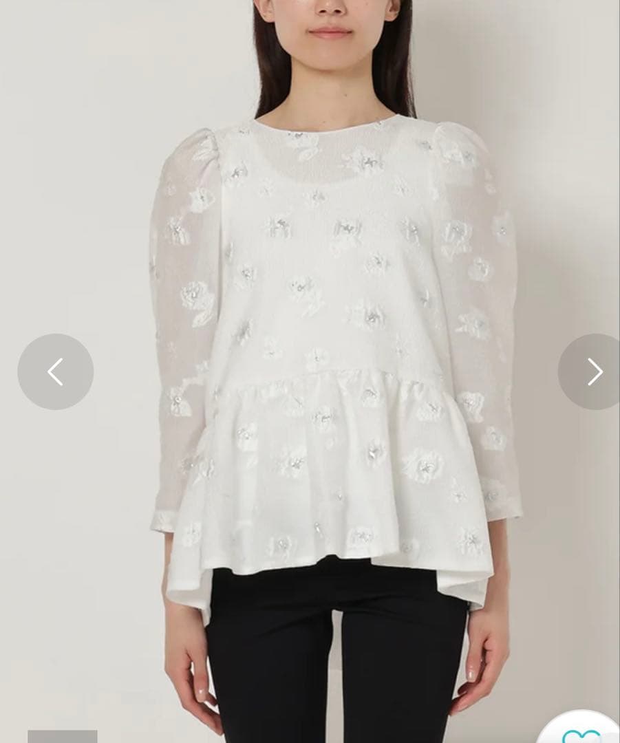 【新品】Audie a Muses シルバーフラワージャカードブラウス（オフ）