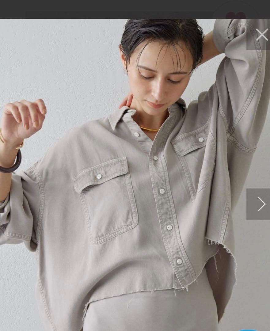 riki ウィムガゼット　テンセル繊維使用シャツ　ベージュ