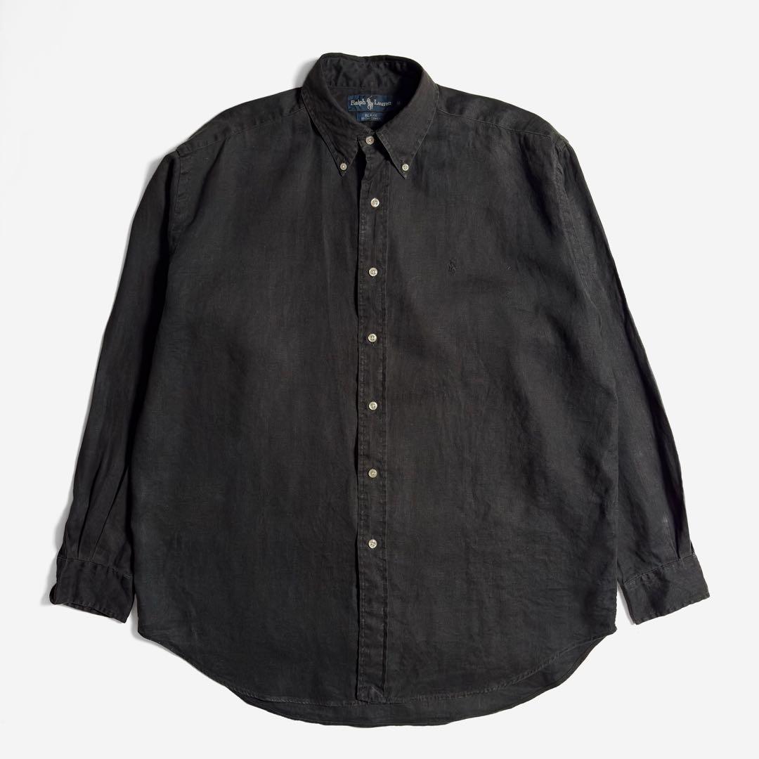 トップス 90S RALPH LAUREN BLAKE BLACK LINEN SHIRT