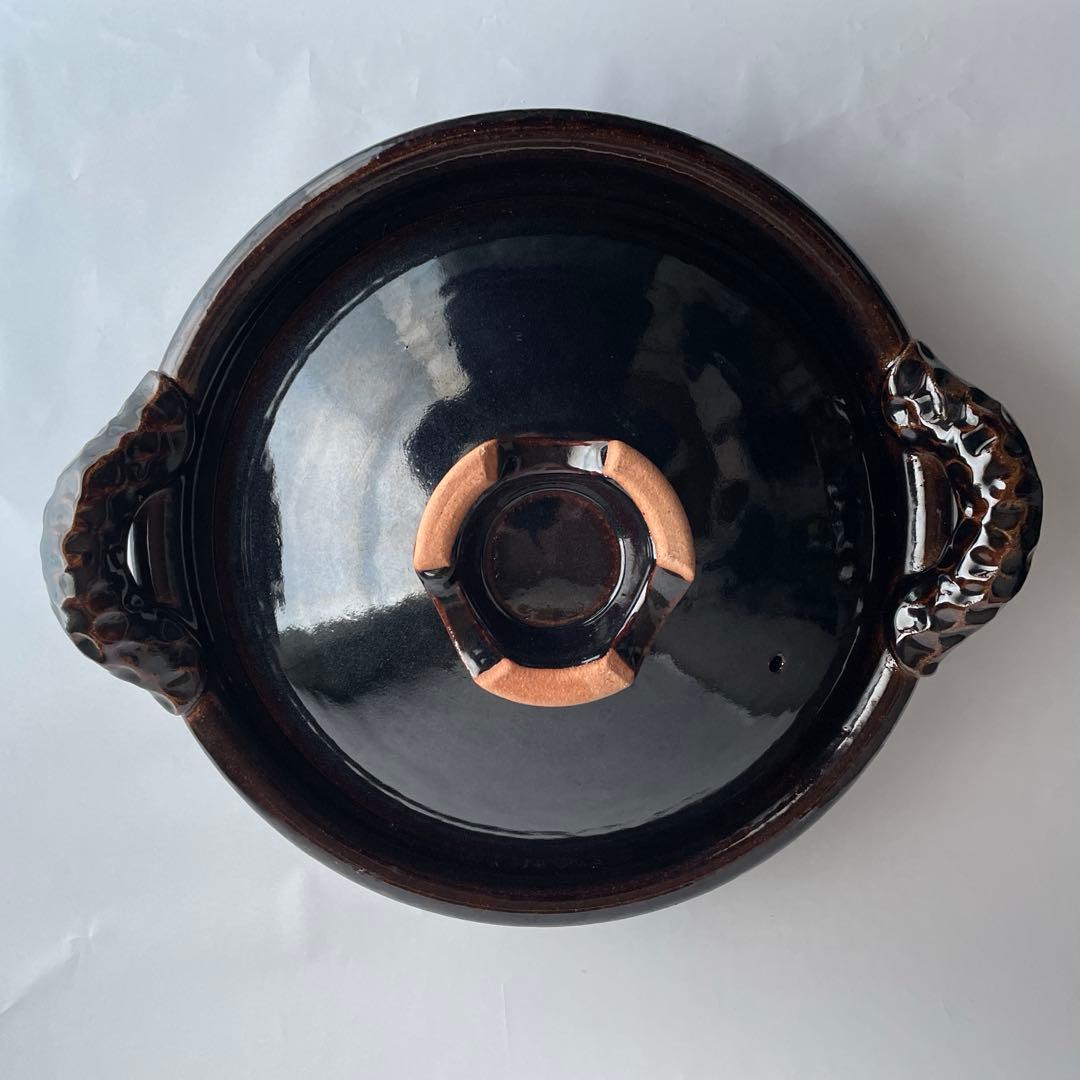 土楽窯　黒鍋　一尺一寸