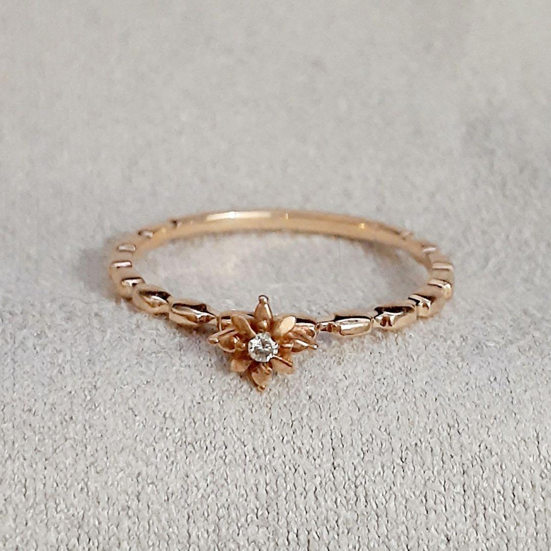 ノジェス K10YG フラワー ダイヤモンド リング