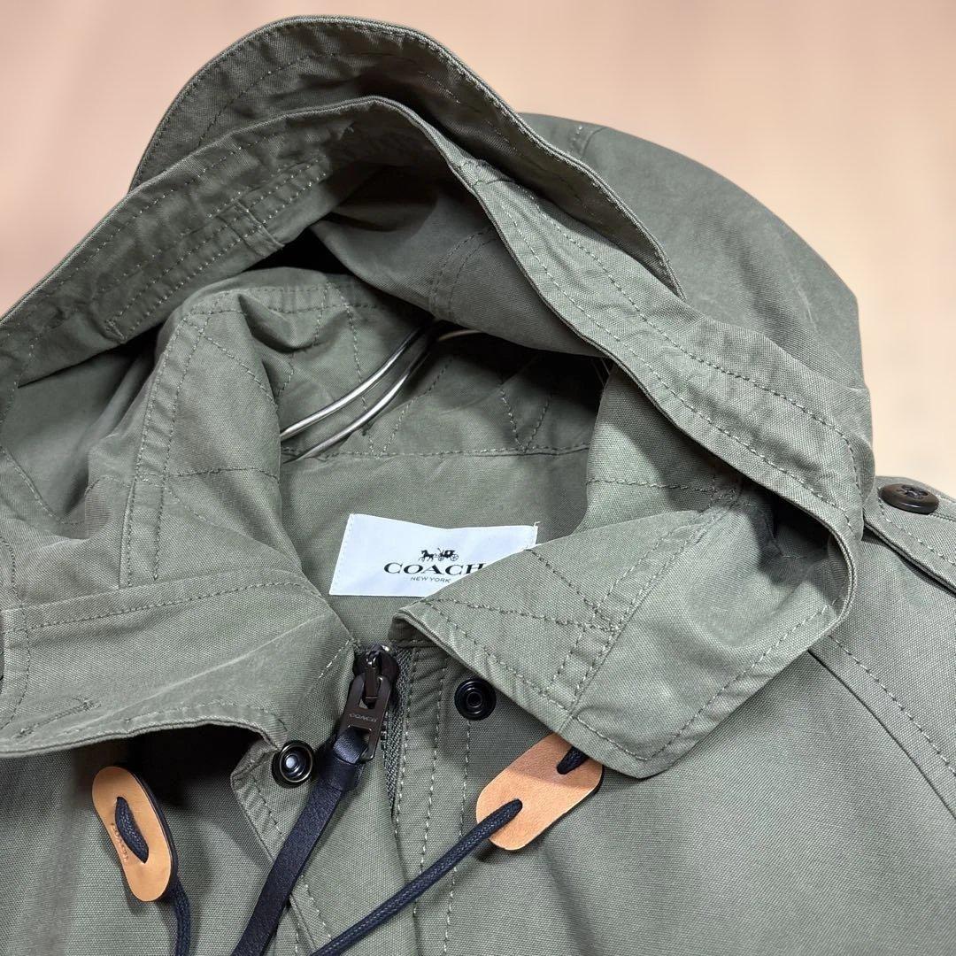 COACH コーチ カーキ バタフライレザーパッチ ミリタリージャケット S