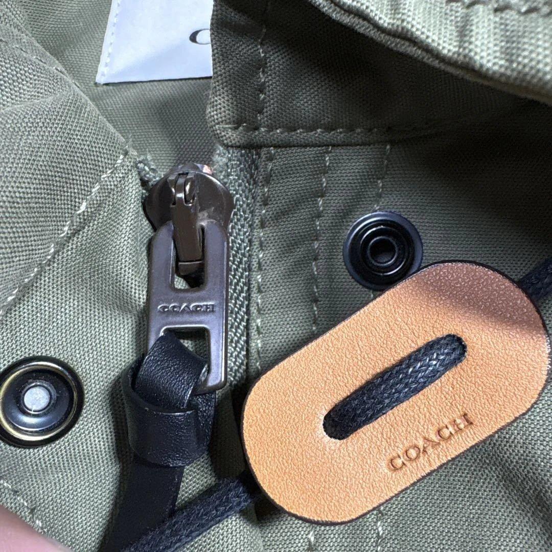 COACH コーチ カーキ バタフライレザーパッチ ミリタリージャケット S