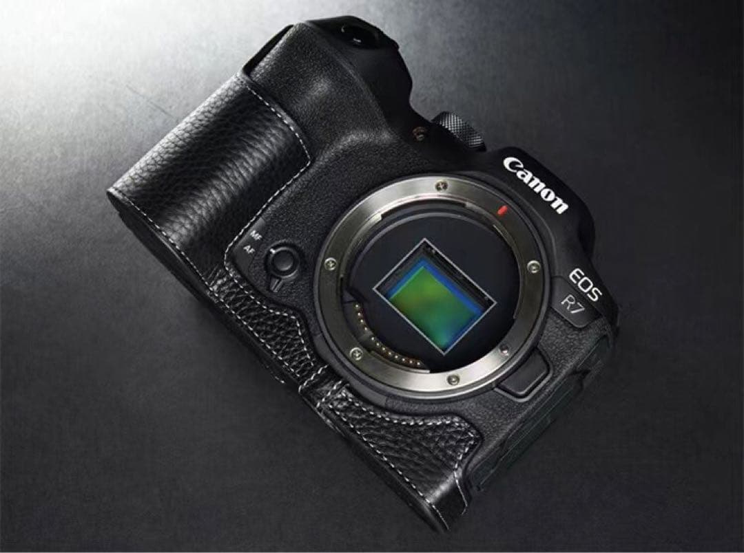 本革 新品 Canon キャノン EOS R7用 本革カメラケース ブラック