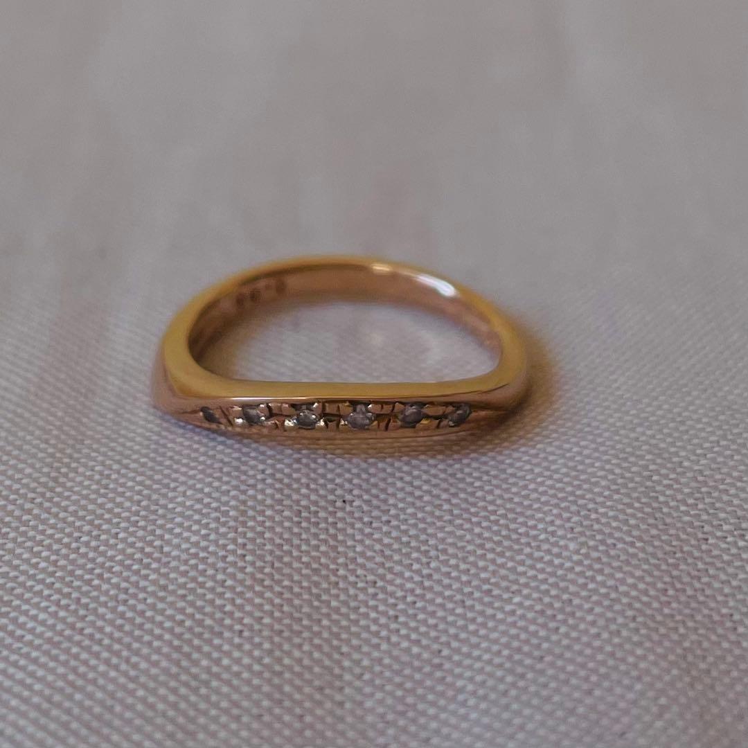 ★曲線美★スタージュエリー K18ダイヤモンドリング 0.06CT 5号