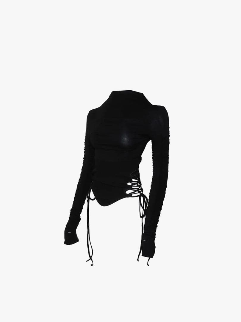 トップス Theredthread S split hem lace up tops