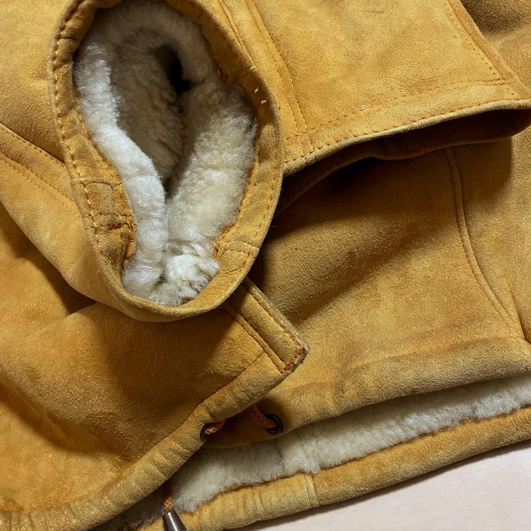 80s！極暖！トルコ製 羊革 ムートンジャケット ボア ランチコート ラムスキン