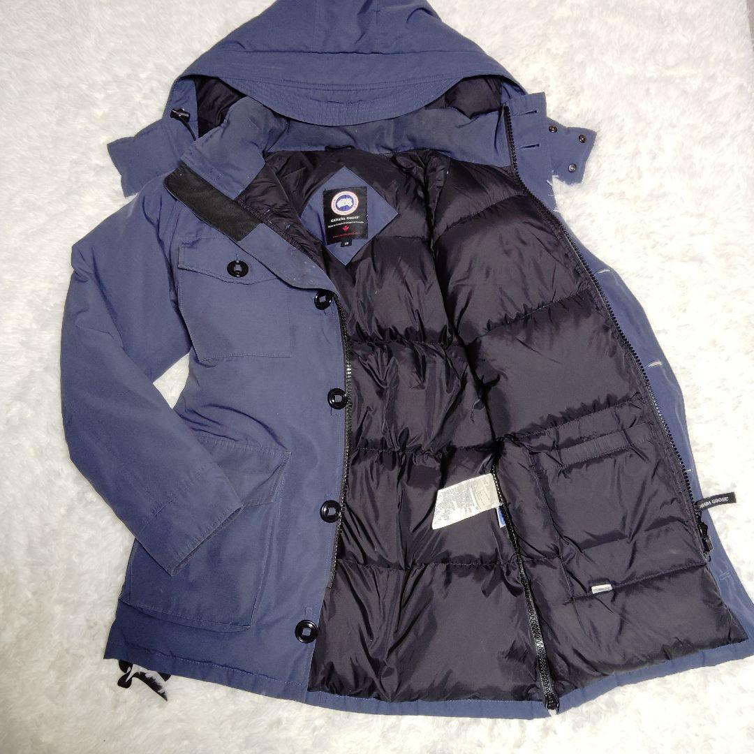 美品 カナダグース ラングレー ダウン L ネイビー 紺 3346JM 希少品