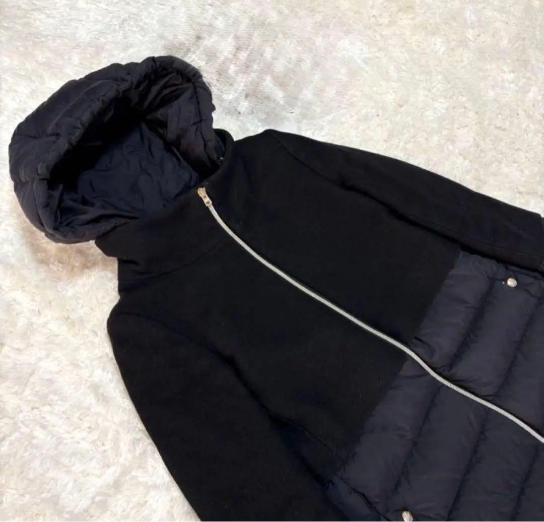 ヘルノ カシミア切り替え ダウンコート ジップアップ 異素材 黒 40