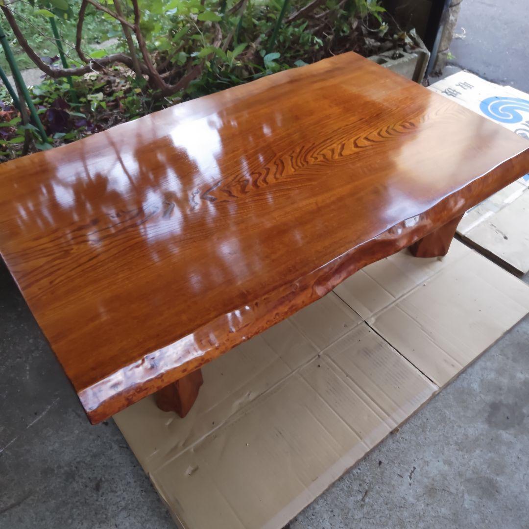 昭和レトロ 無垢材一枚板 高級中型座卓 ちゃぶ台 古民家 当時物