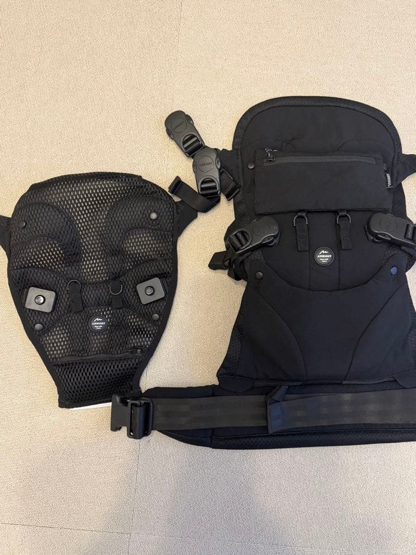 【美品】エアバギー 抱っこ紐 ブラック