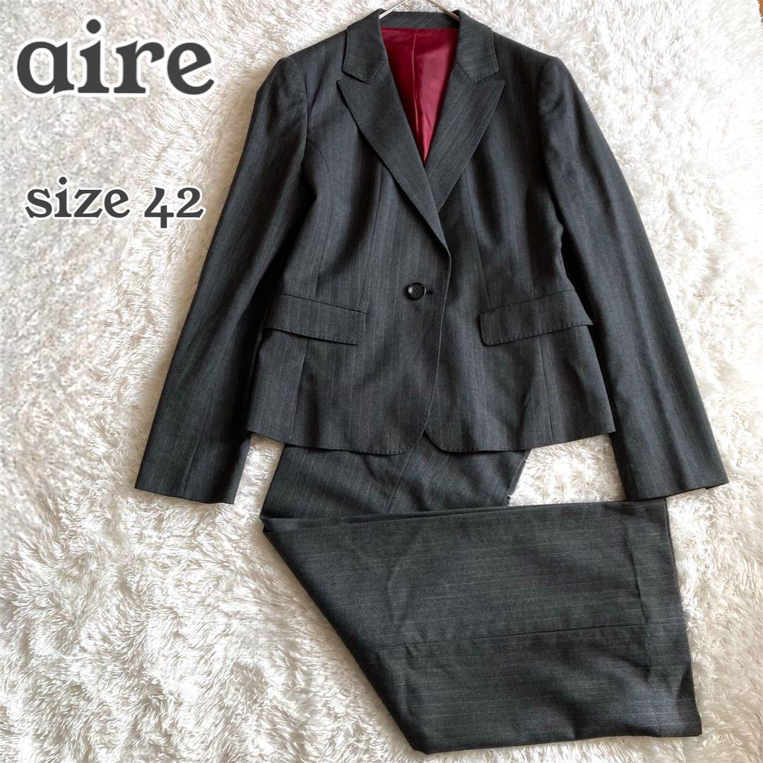 アエル オンワード 洗える パンツ スーツ 大きなサイズ グレー 42