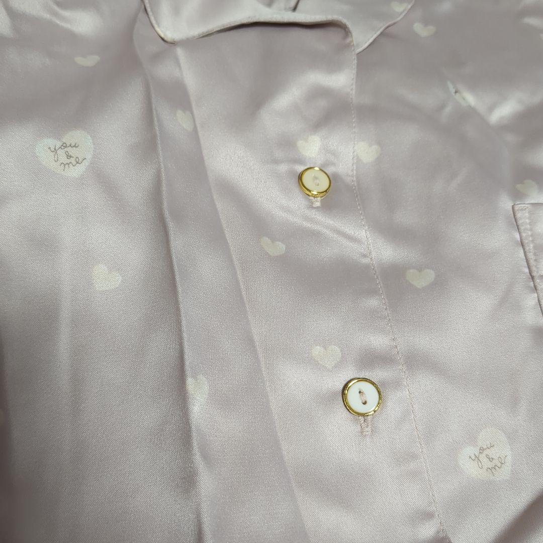 ジェラートピケのパステルピンク★ハート柄サテンパジャマ上下セット