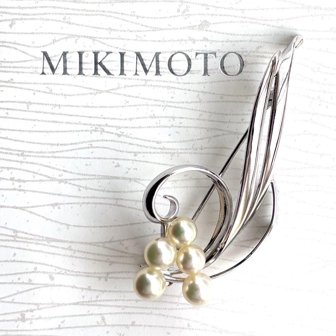 新品 MIKIMOTO ミキモト パールブローチ リーフ アイボリー あこや真珠