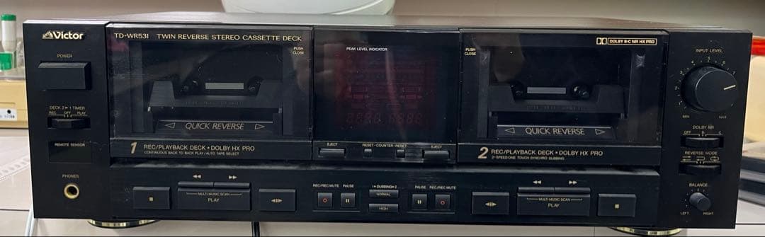 Victor TD-WR531カセットデッキ　リモコン付【ジャンク品】
