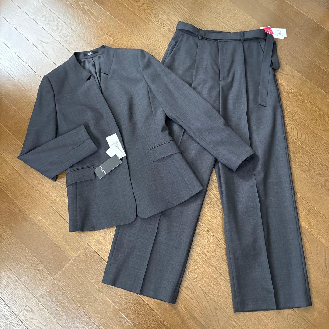 ④ 新品AOKI LES MUES 刻み襟ジャケット　ワイドパンツ スーツ