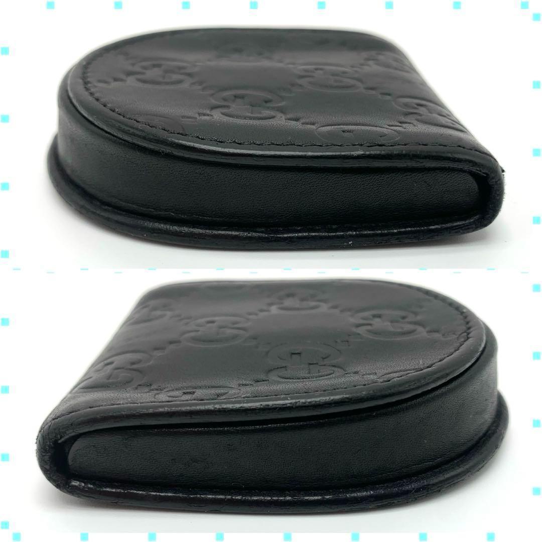 GUCCI シマ ケース 馬蹄型 レザー ブラック メンズ