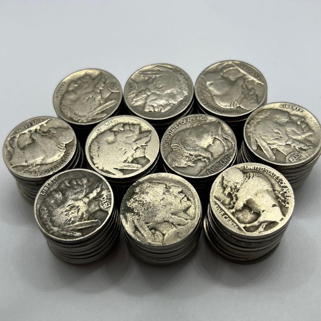 アメリカ 硬貨 バッファローニッケル インディアン 5セント 100枚セット