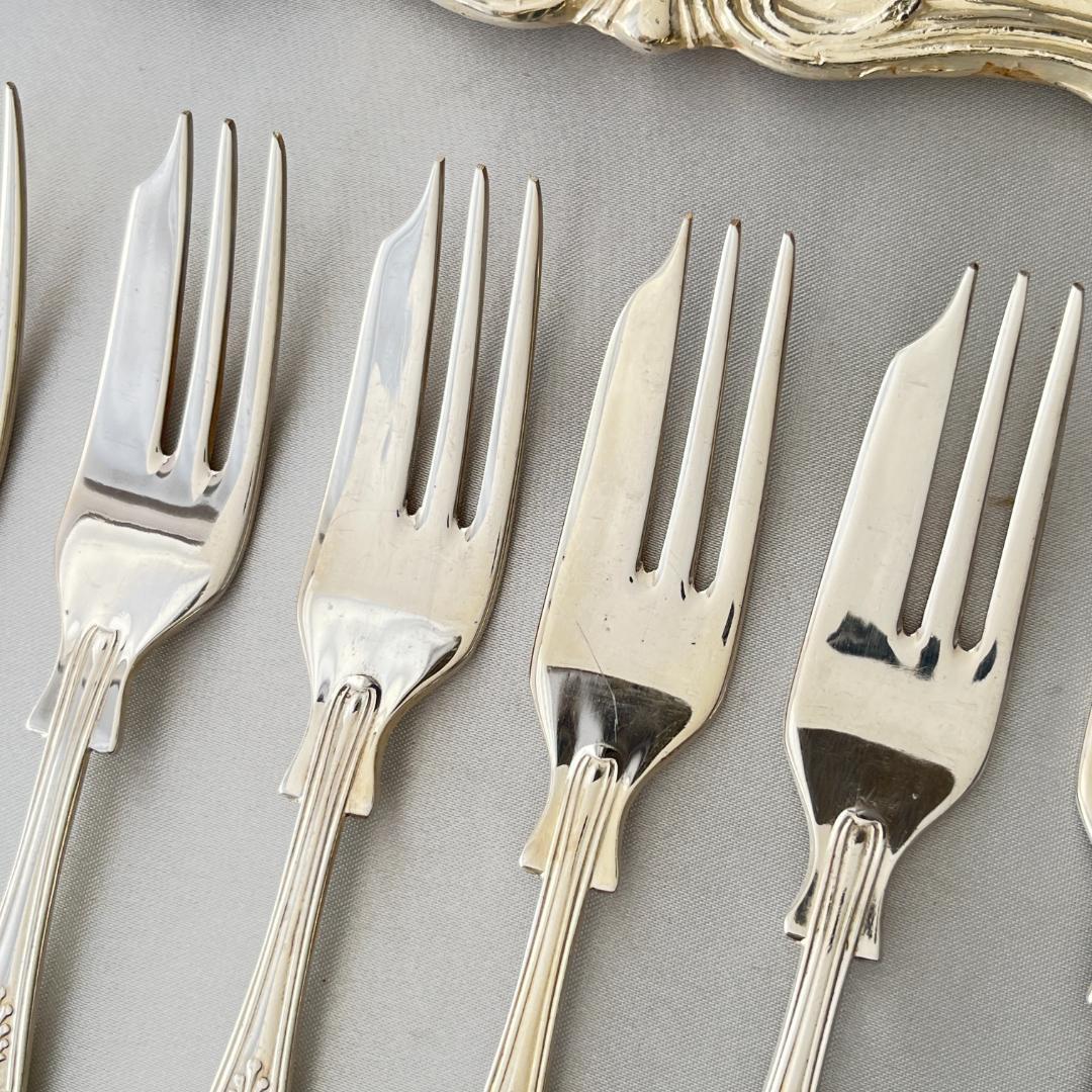 【英国】 キングスパターン ケーキフォーク 6本 【シルバープレート】