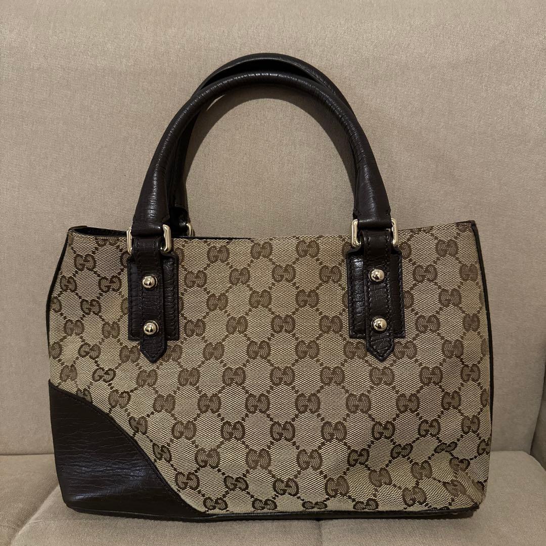 【美品】GUCCI ホースビット GGキャンバス ハンドバッグ
