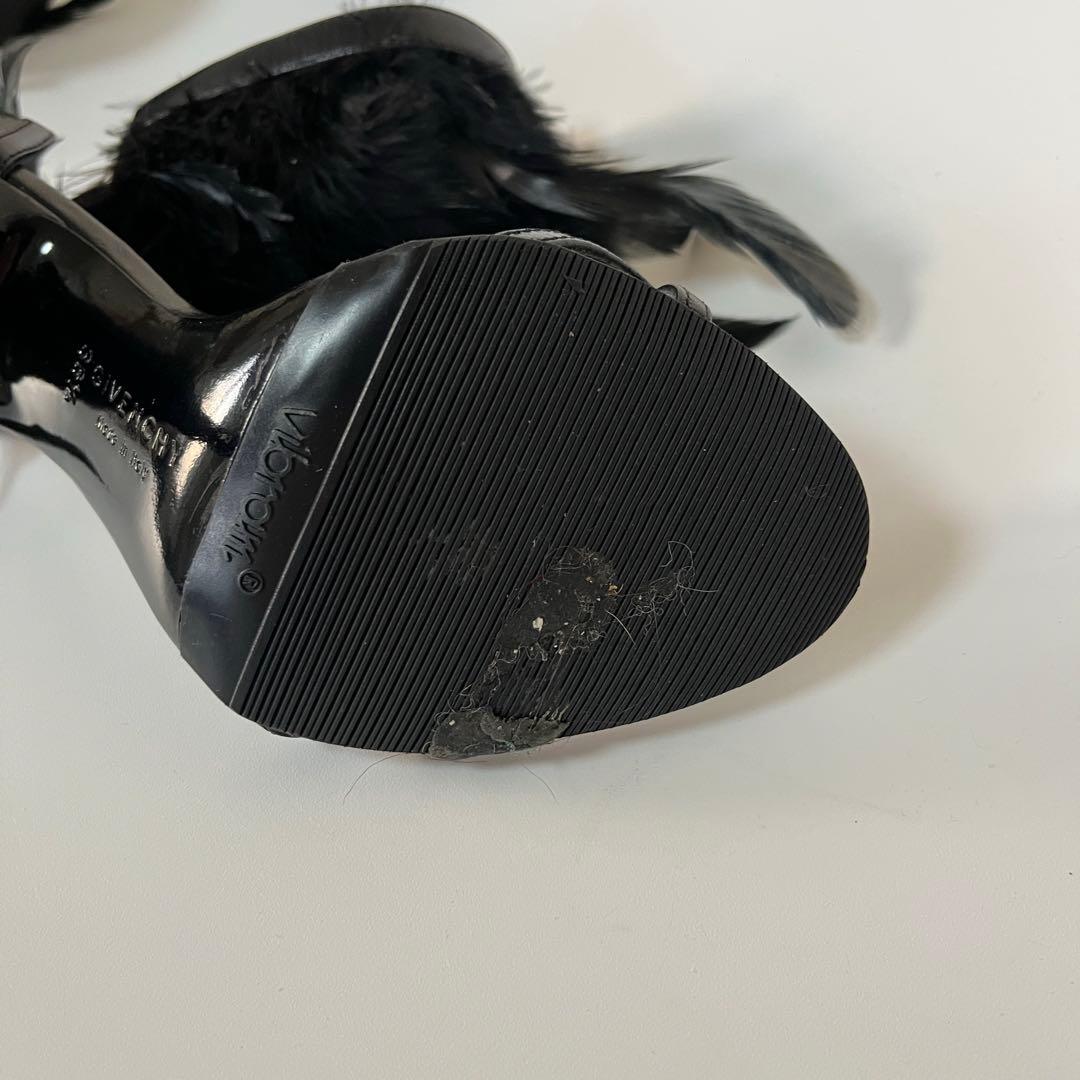 美品　GIVENCHY フェザー　羽毛　ハイヒール　アンクルストラップ　サンダル