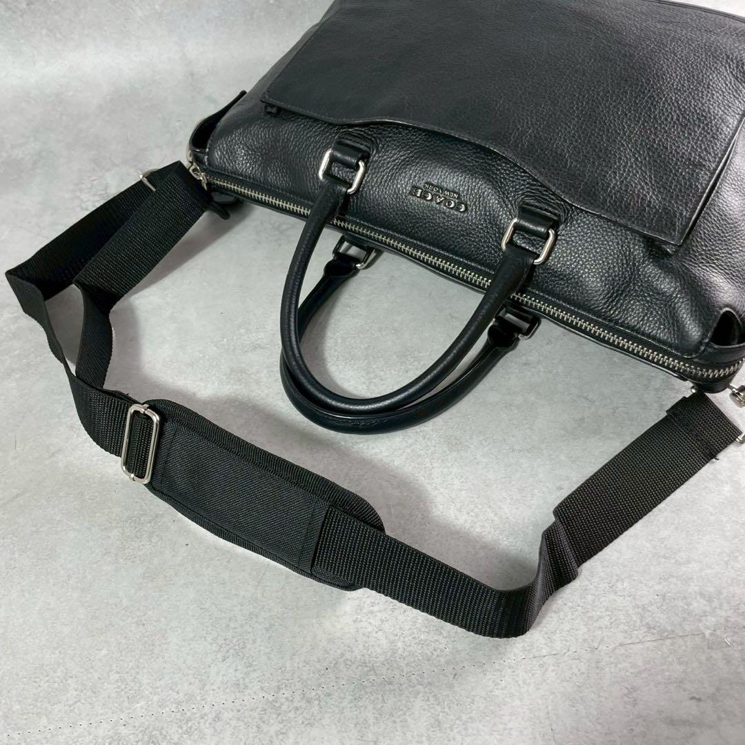 COACH 2WAY ブラック　黒いレザー ビジネスバッグ