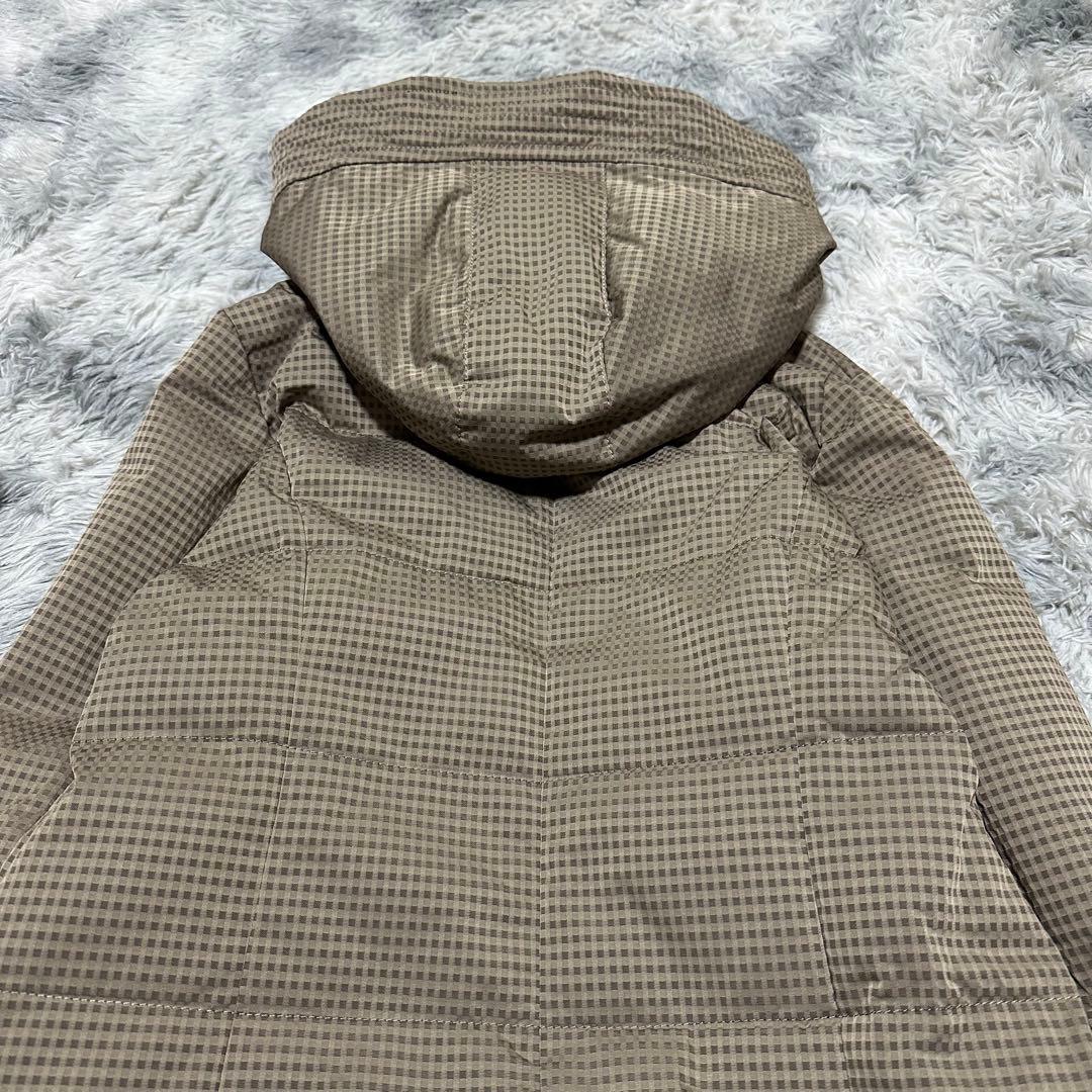 【ジャンニロジュディチェ】ロングダウンコート ベージュ チェック柄 L【極美品】