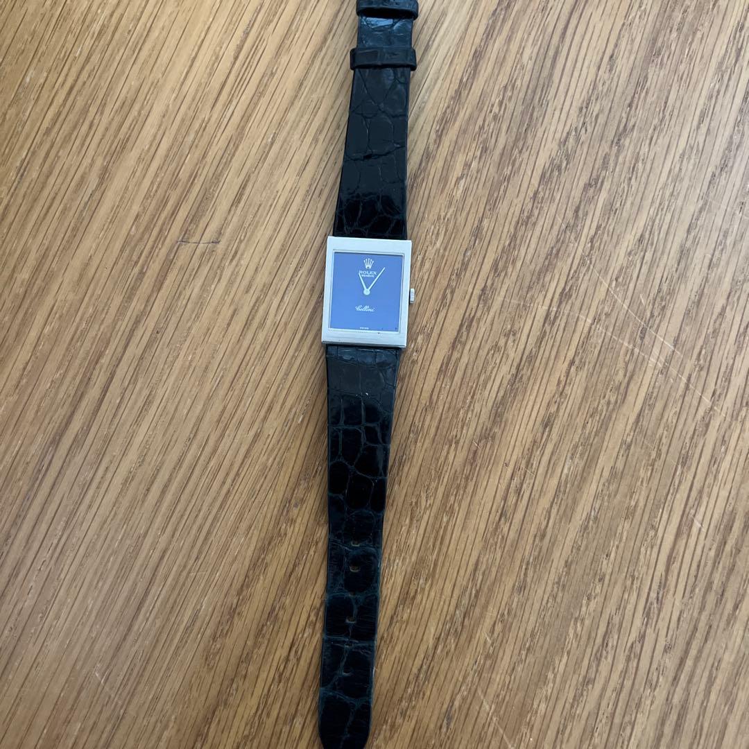 ROLEX Cellini ブラックレザーバンド時計