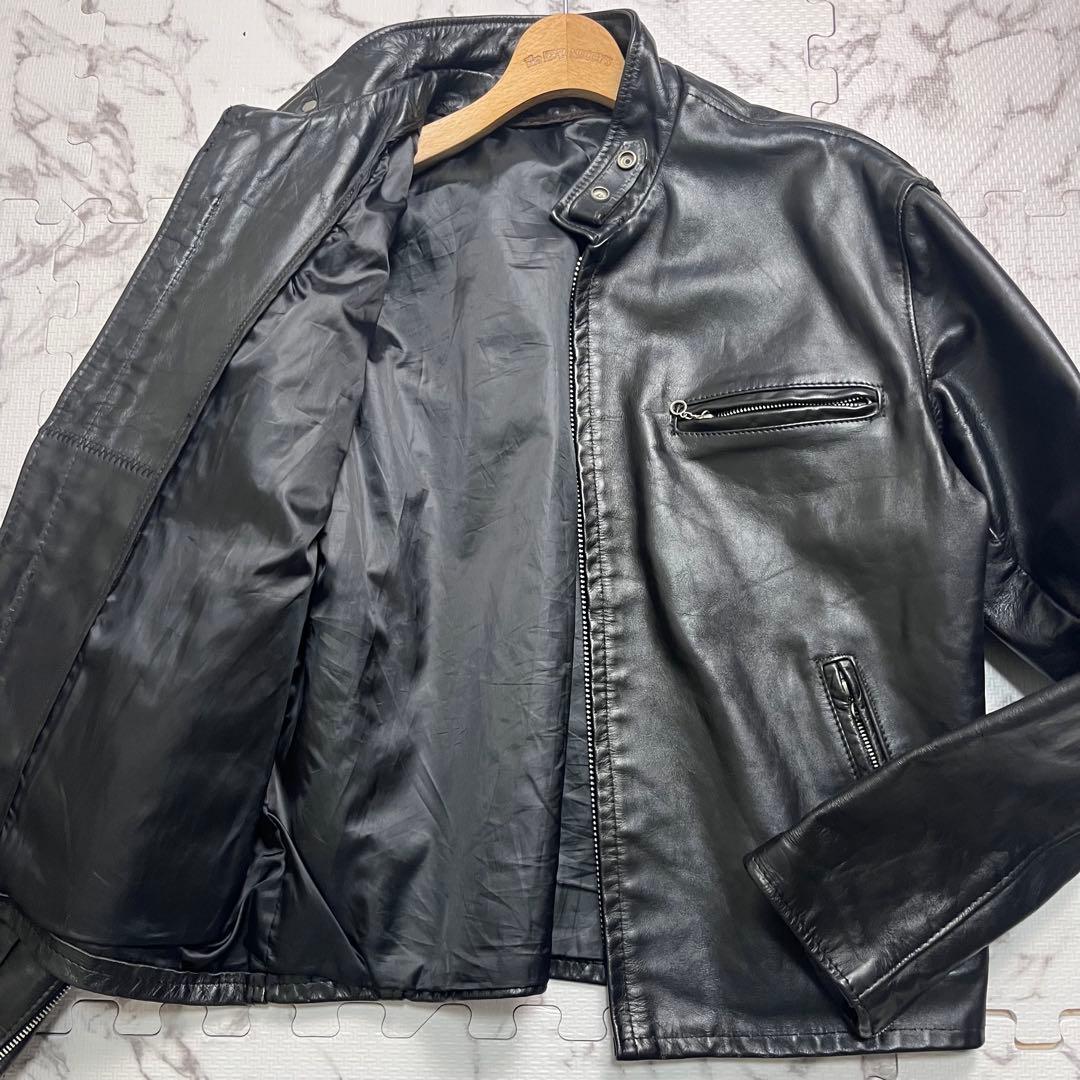 奇跡の44size✨【米国製】schott シングルライダース 641 黒
