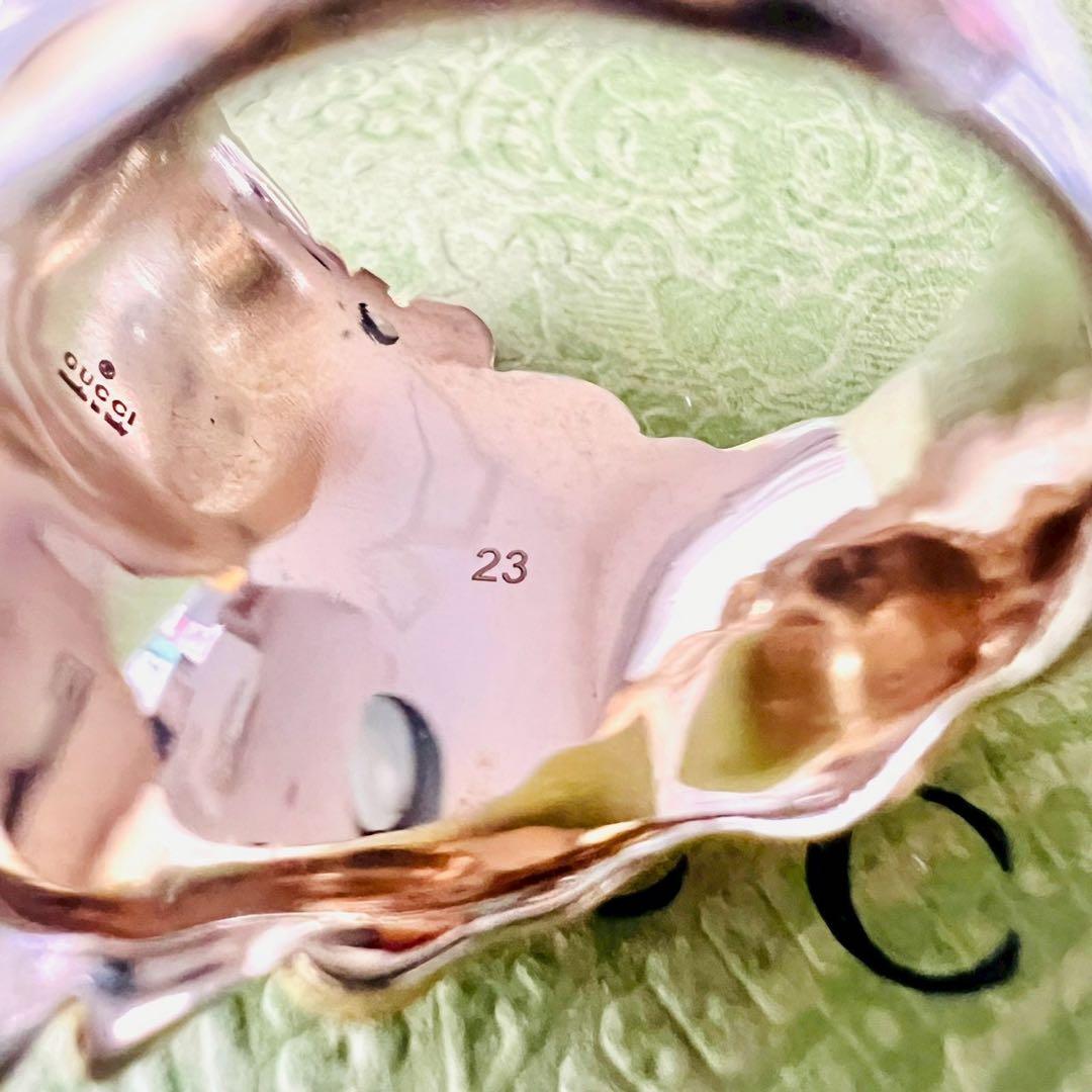 美品✨GUCCI　グッチ　リング　ライオンヘッド　ホワイトクリスタル　22号