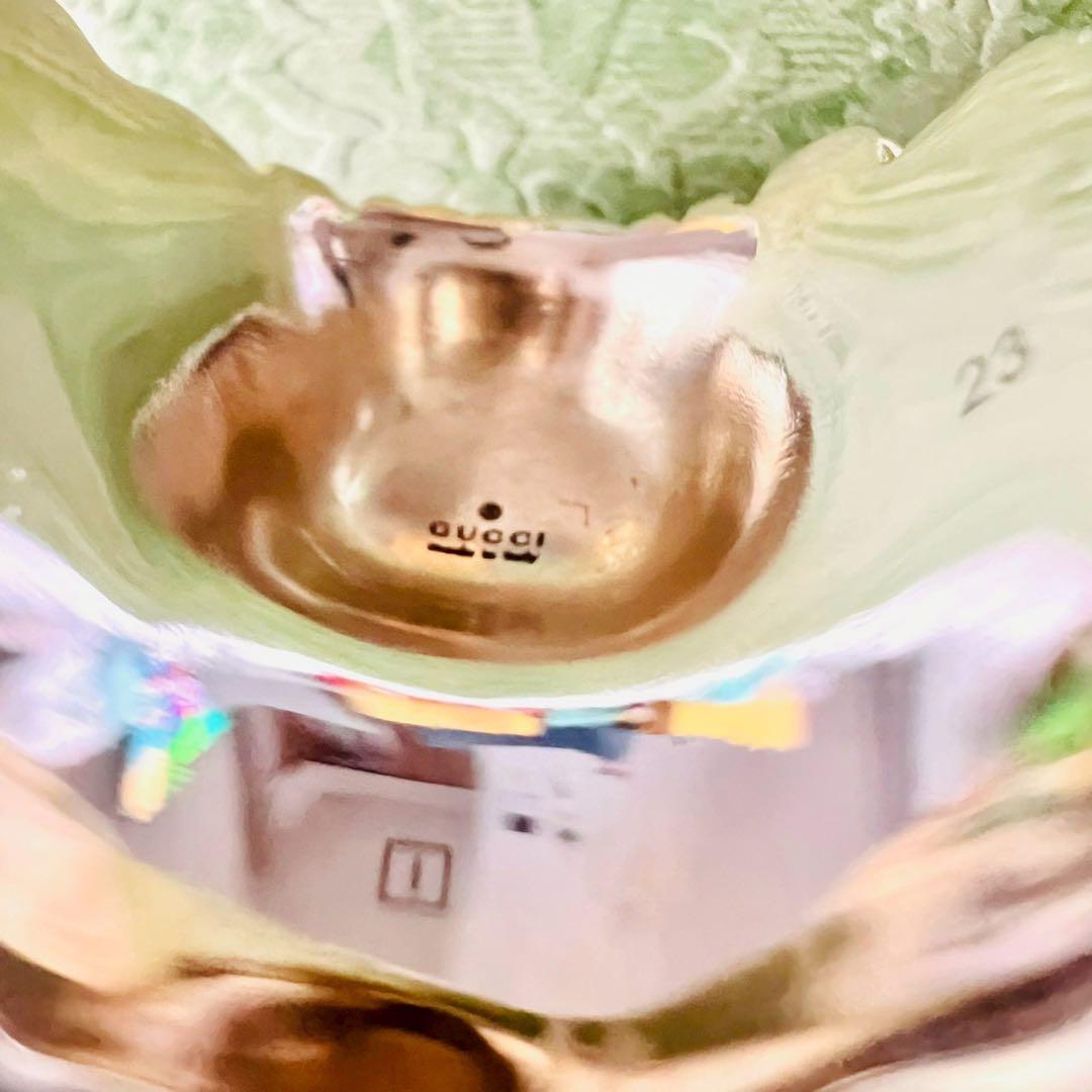 美品✨GUCCI　グッチ　リング　ライオンヘッド　ホワイトクリスタル　22号