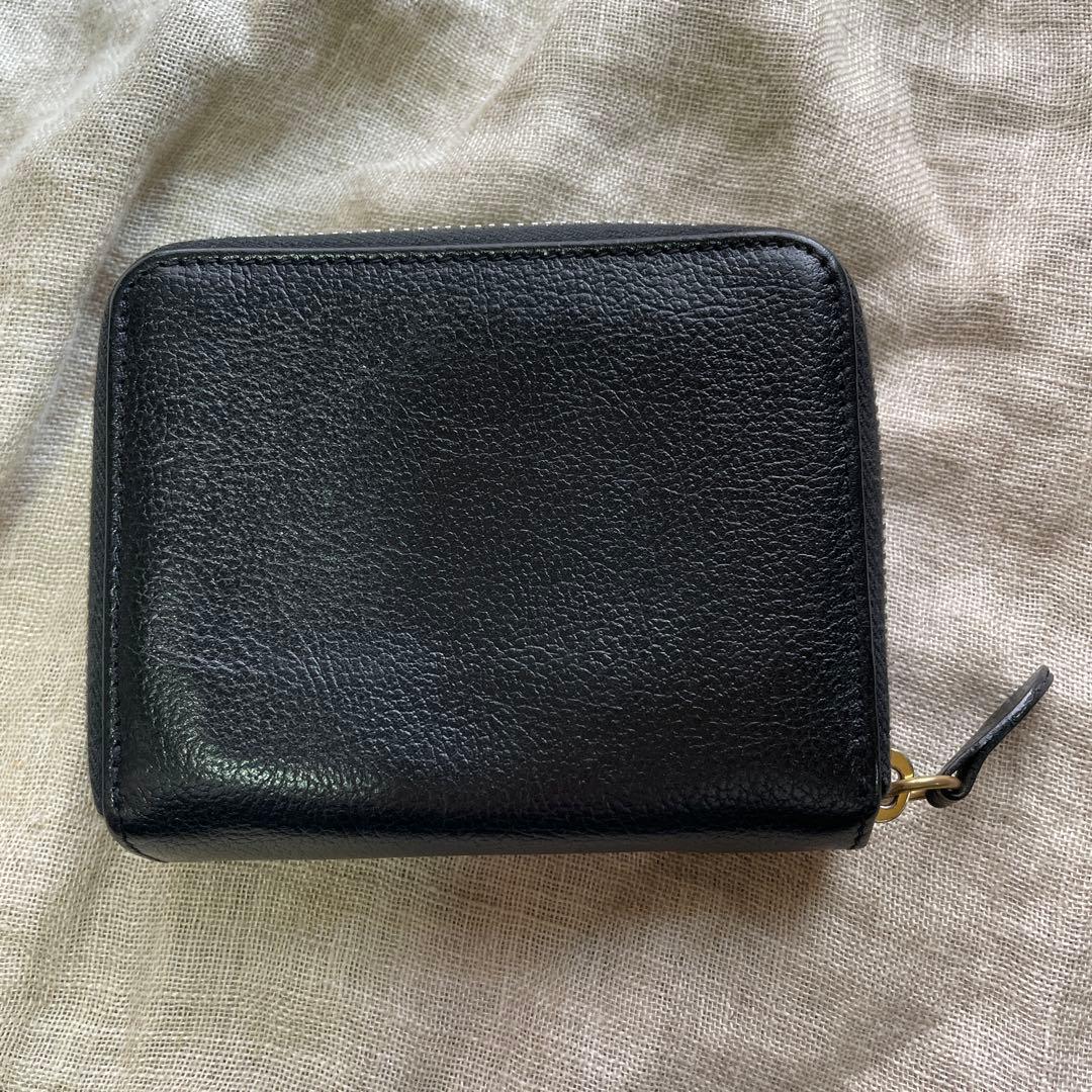 イルビゾンテ　レザー二つ折り財布　シボ　ブラック　黒　ユーズド
