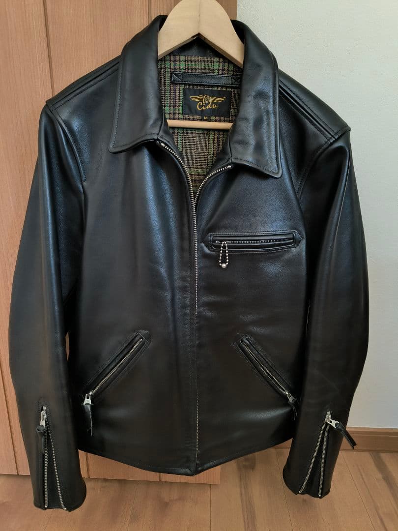 猫たちの父様向Cidu ブラック レザー シングルライダースジャケット Mサイズ