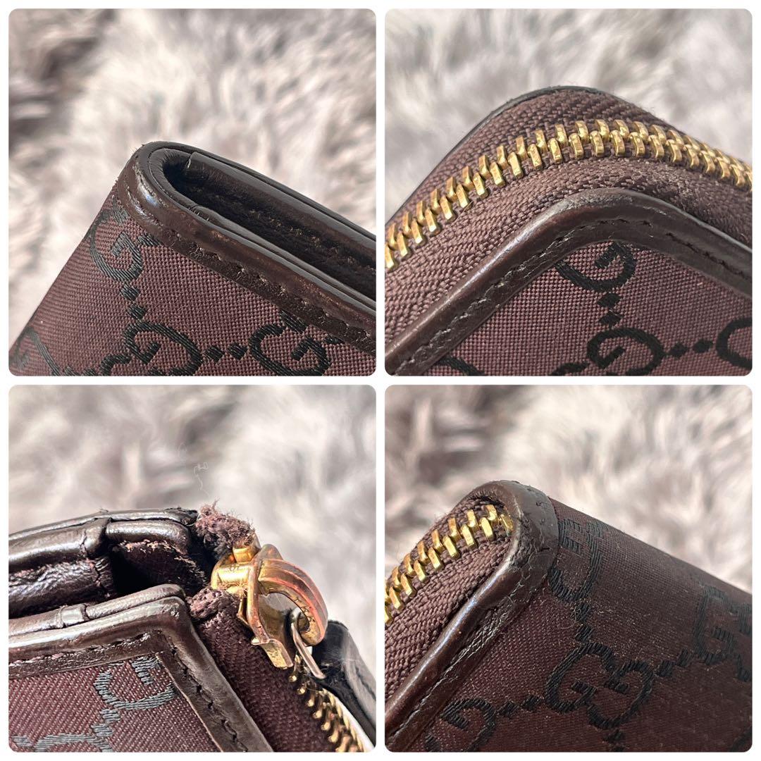 良品✨GUCCI GGナイロン　ブラウン　L字ファスナー　長財布　メンズ
