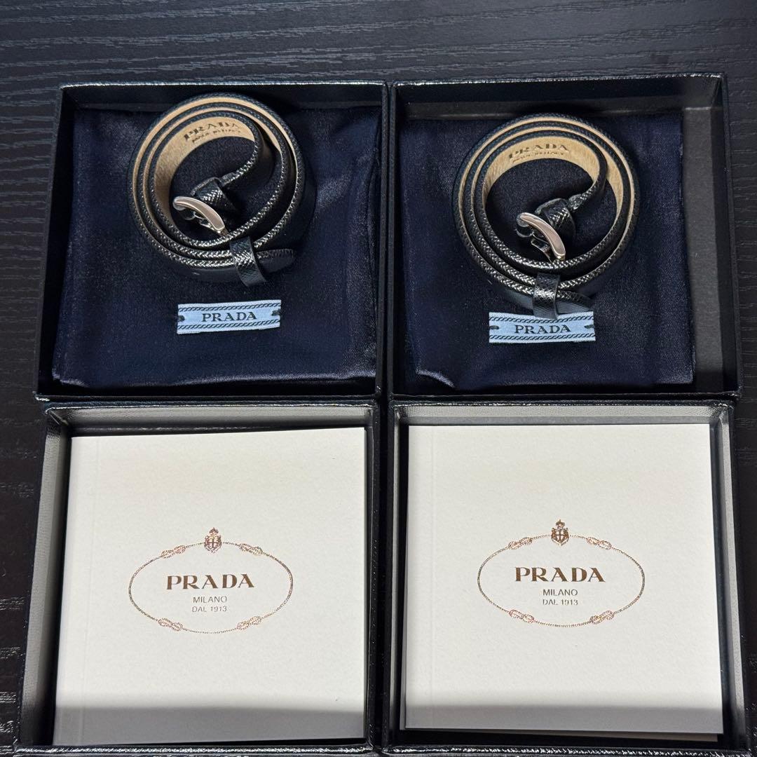 PRADA CENTURION ブラック レザー ブレスレット 2個セット