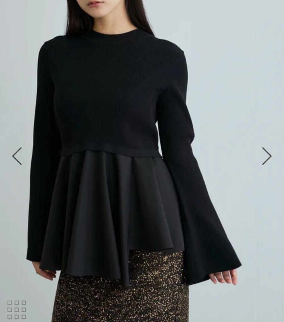 ADAM ET ROPÉ FEMME ペプラムコンビニットプルオーバー ブラック