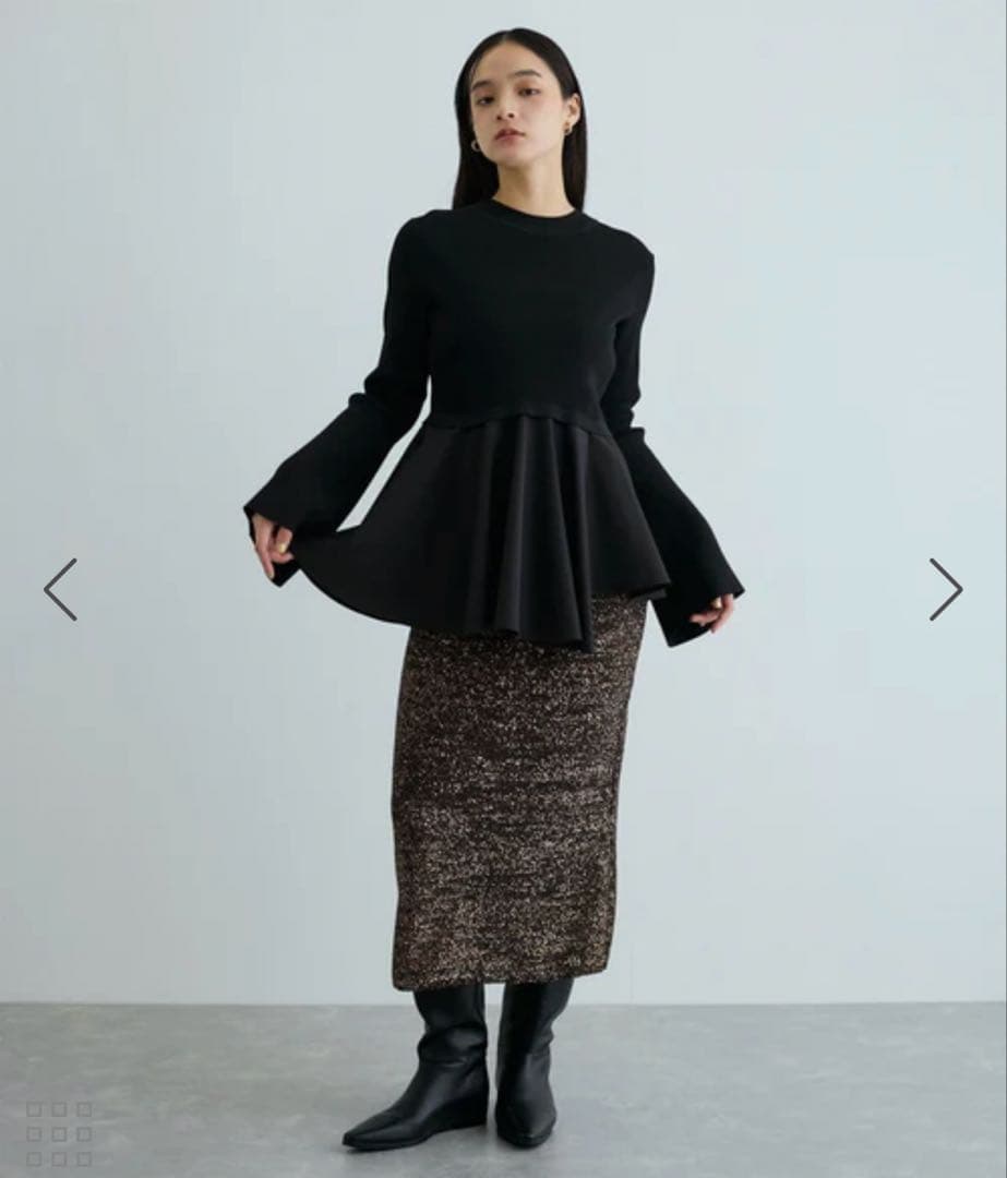 ADAM ET ROPÉ FEMME ペプラムコンビニットプルオーバー ブラック