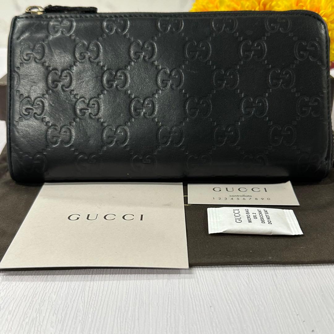 超良品‼️ グッチ　GUCCI 財布　長財布　シマレザー　L字ファスナー