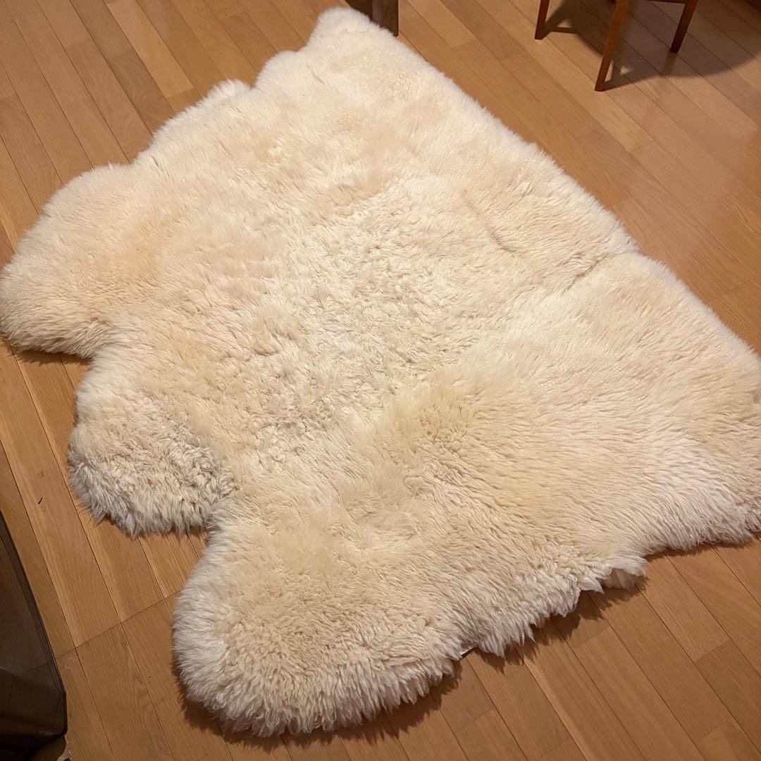 毛足長タイプ ホワイト ニチロムートンラグ(150×110）