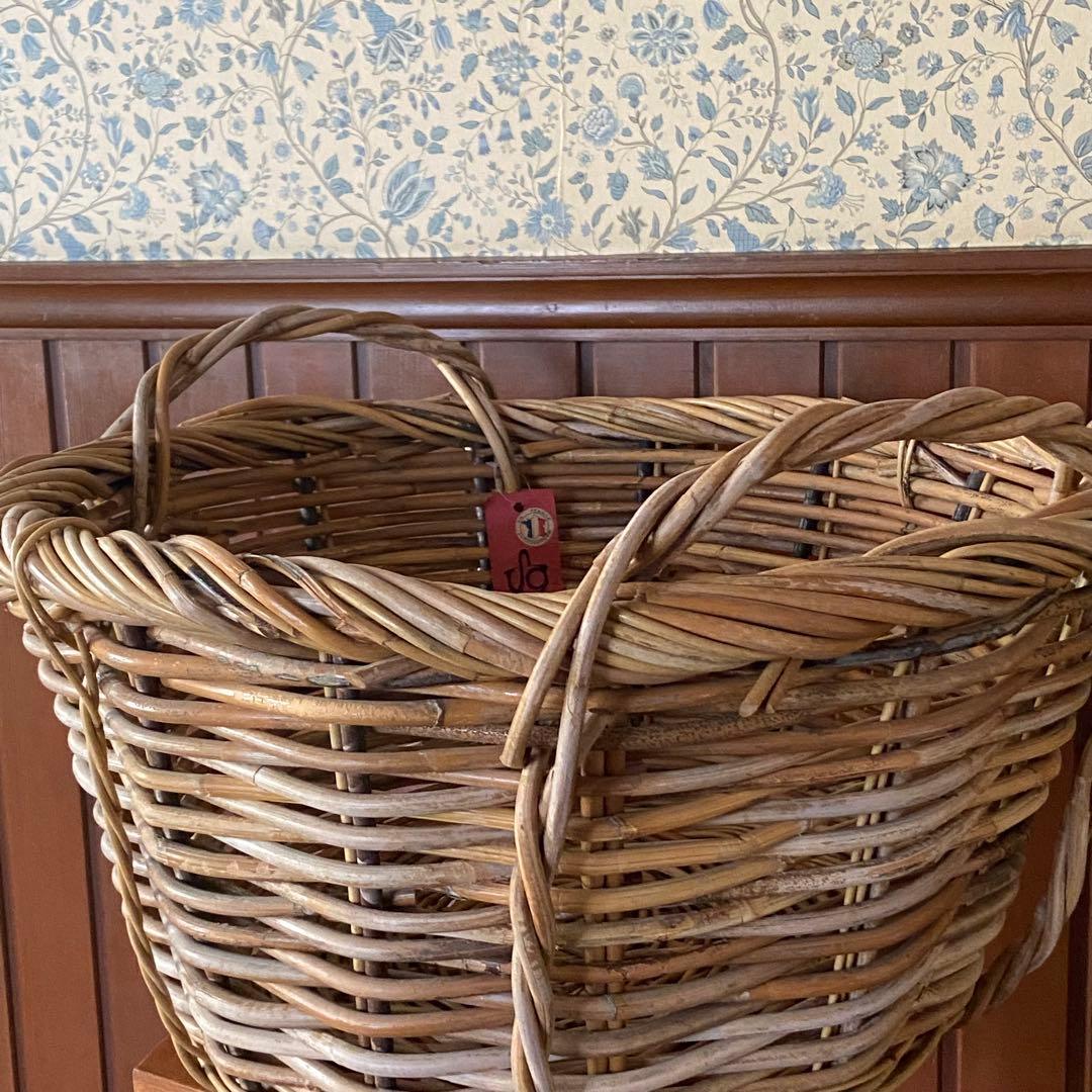 フランス アンティーク　籐籠　ラタン バスケット　アルデンヌ製　パニエ　大型