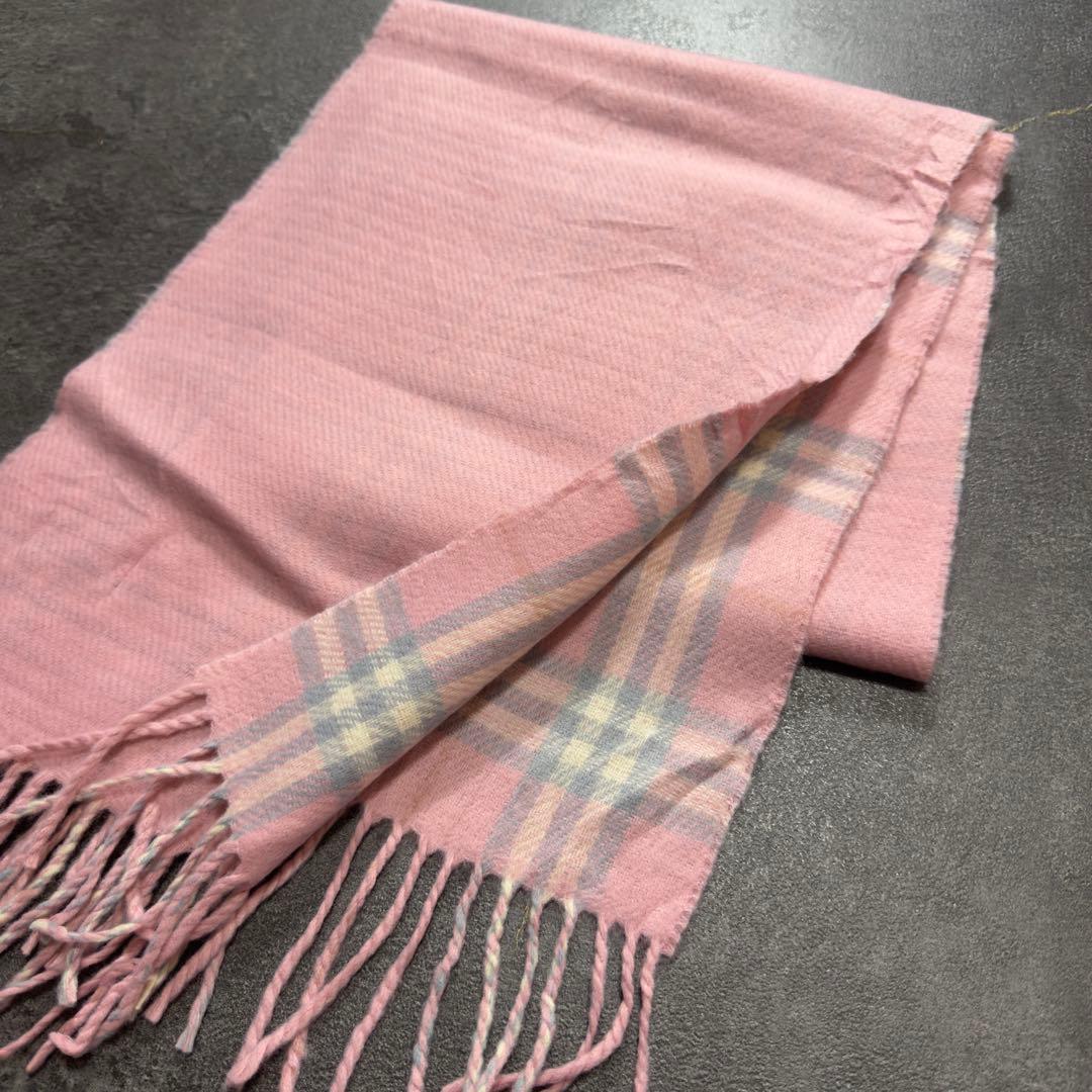 カシミア100%BURBERRYノバチェックマフラーバーバリーイングランド製