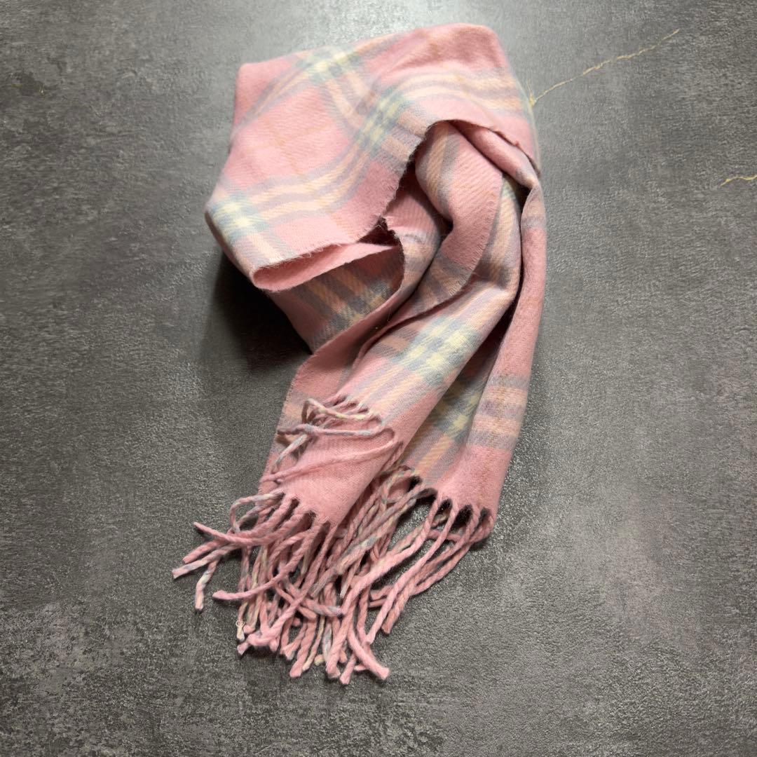 カシミア100%BURBERRYノバチェックマフラーバーバリーイングランド製