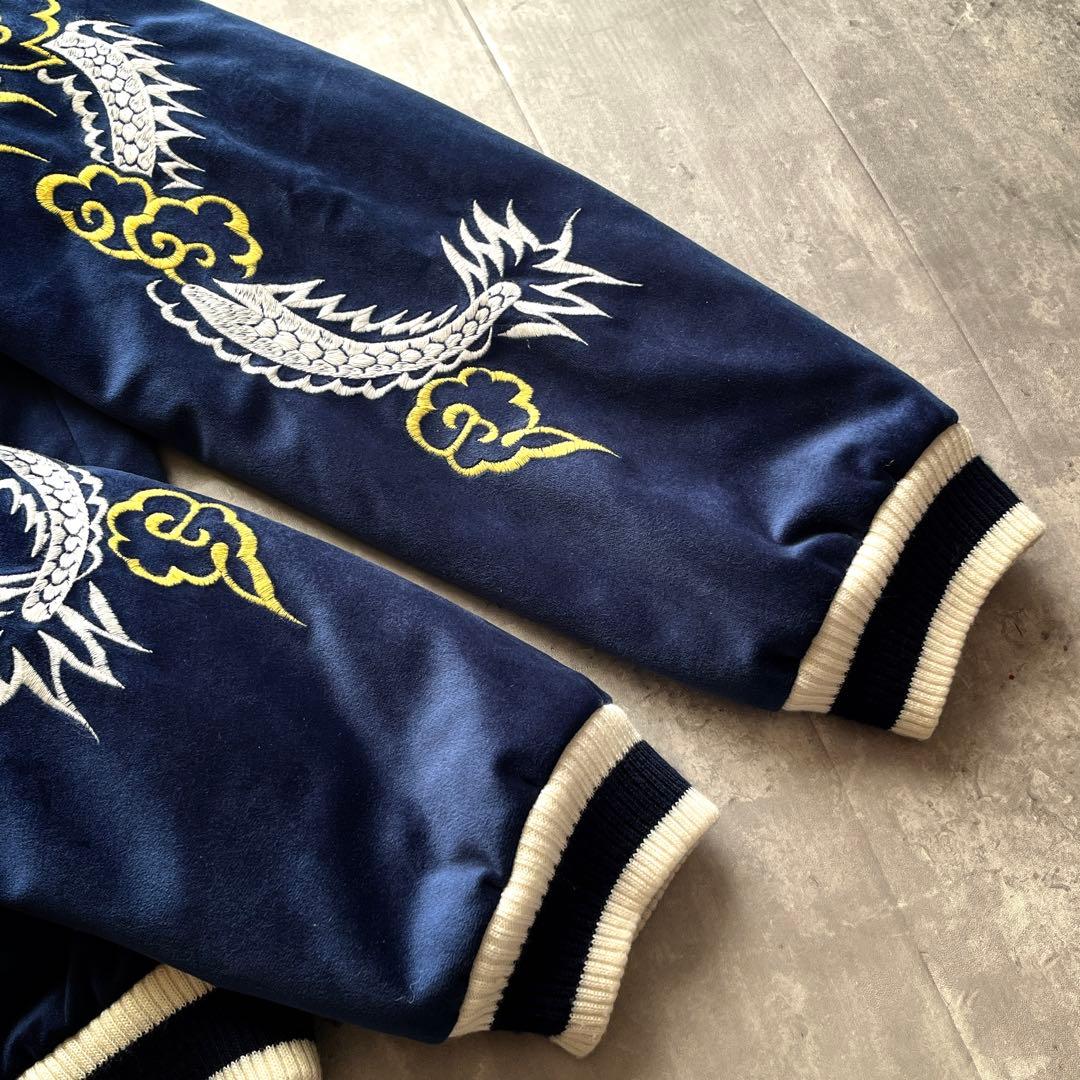 Houston ヒューストン スカジャン 別珍 ベロア　タイガー 虎　龍　XL