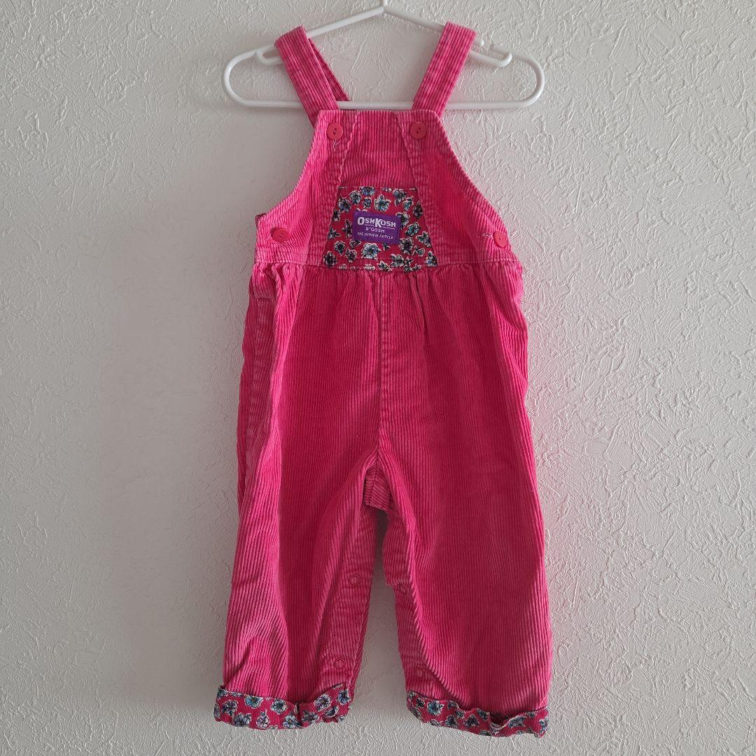 OshKosh☆ピンクロンパース　コーデュロイ　花柄　80年代　USA製　24М