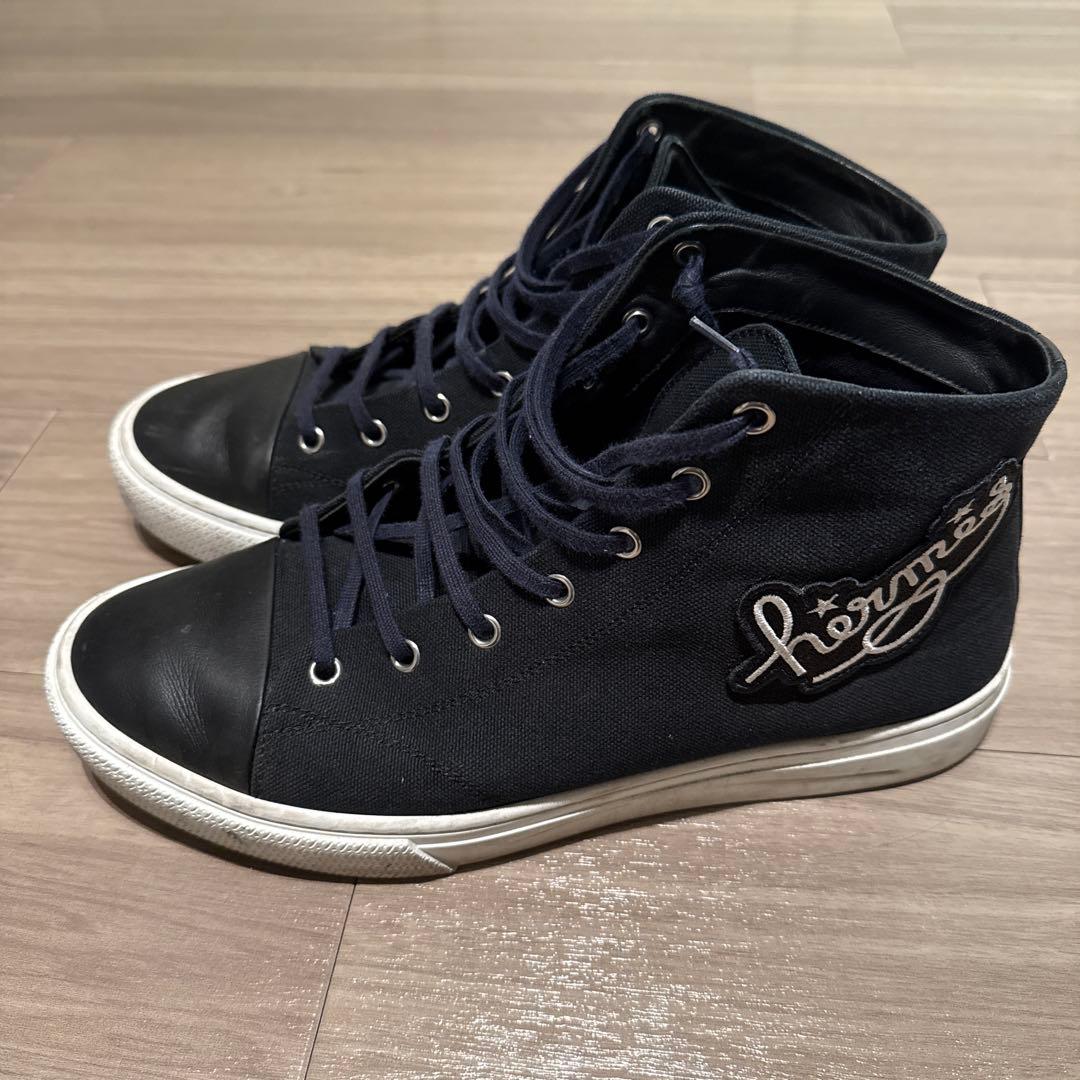 エルメス メンズ ハイカットスニーカー ネイビー 28cm