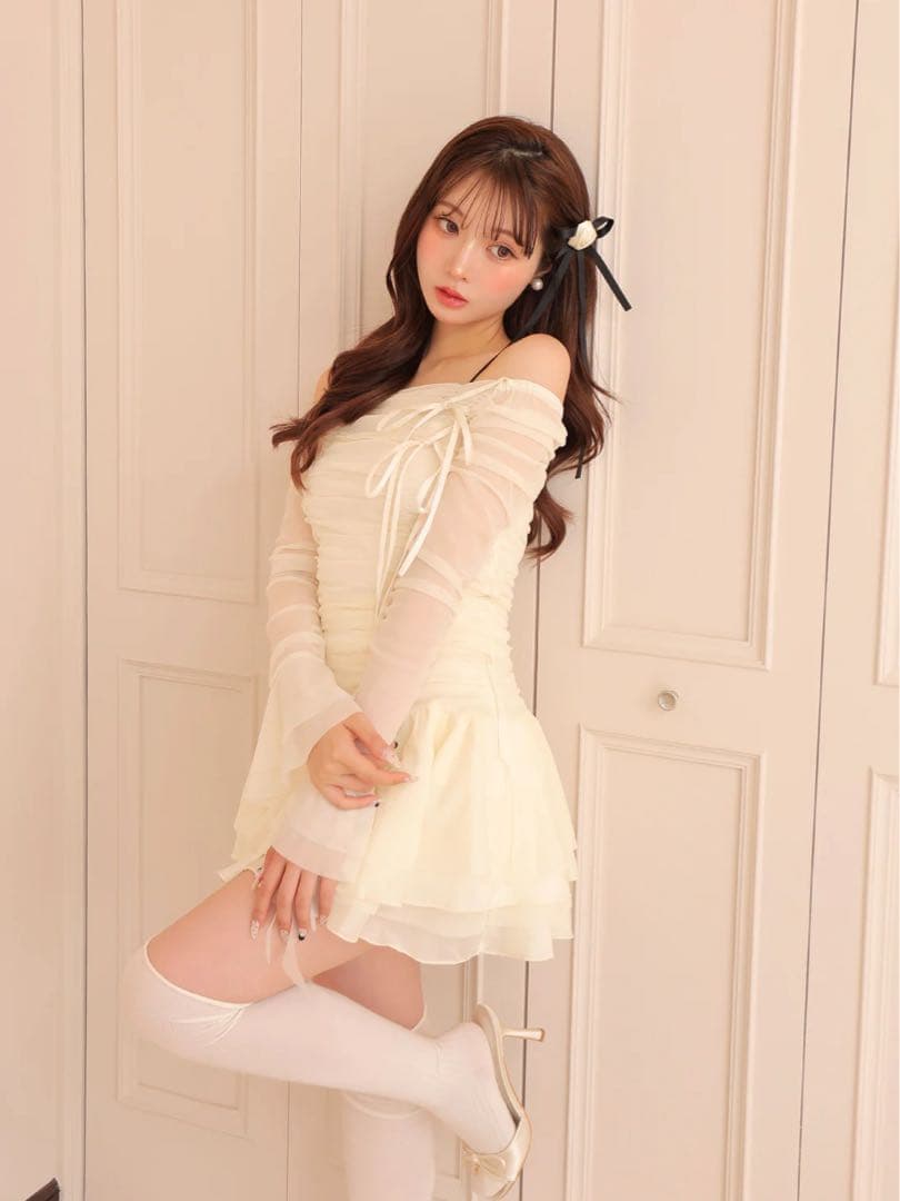 お値下げ中♡Chiffon mesh gathered setup♡エムミーエメ